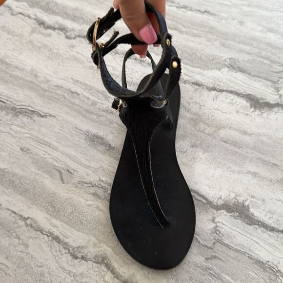 ANCIENT GREEK Black Ponyhair Sandals - Picture 3 of 6